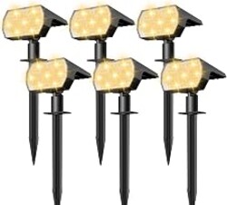 NYMPHY Solar Lights Outdoor Waterproof - 6 Pack (Warm White) | 56 LED 3 Lighting Modes IP68 Waterproof Solar Powered Garden Yard Spot Solar Lights for Christmas Outside Landscape