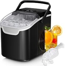 Antarctic Star Countertop Ice Maker Machine, 26Lbs/Day Fastest 6‑Min Ice | 8 bullet ice in 6min, 2 sizes, energy-saving, portable handle, Self-Cleaning, basket/scoop for Home/bar/RV/camping. Black
