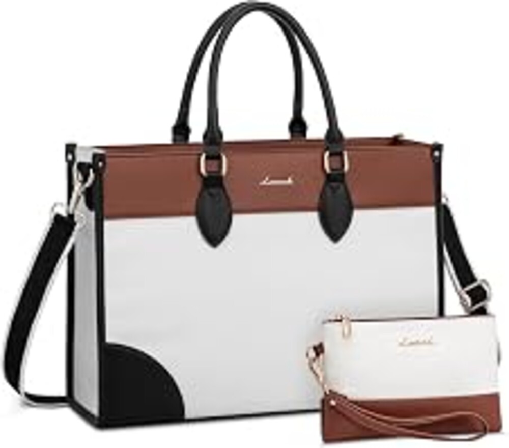 LOVEVOOK Laptop Bag for Women 15.6 lnch,Waterproof Laptops Tote Bags for Womens,Professional Work Bags for Women with Cup Holder,Large Laptop Purse Computer Briefcase Office Teacher Clutch Bag,2 PCS