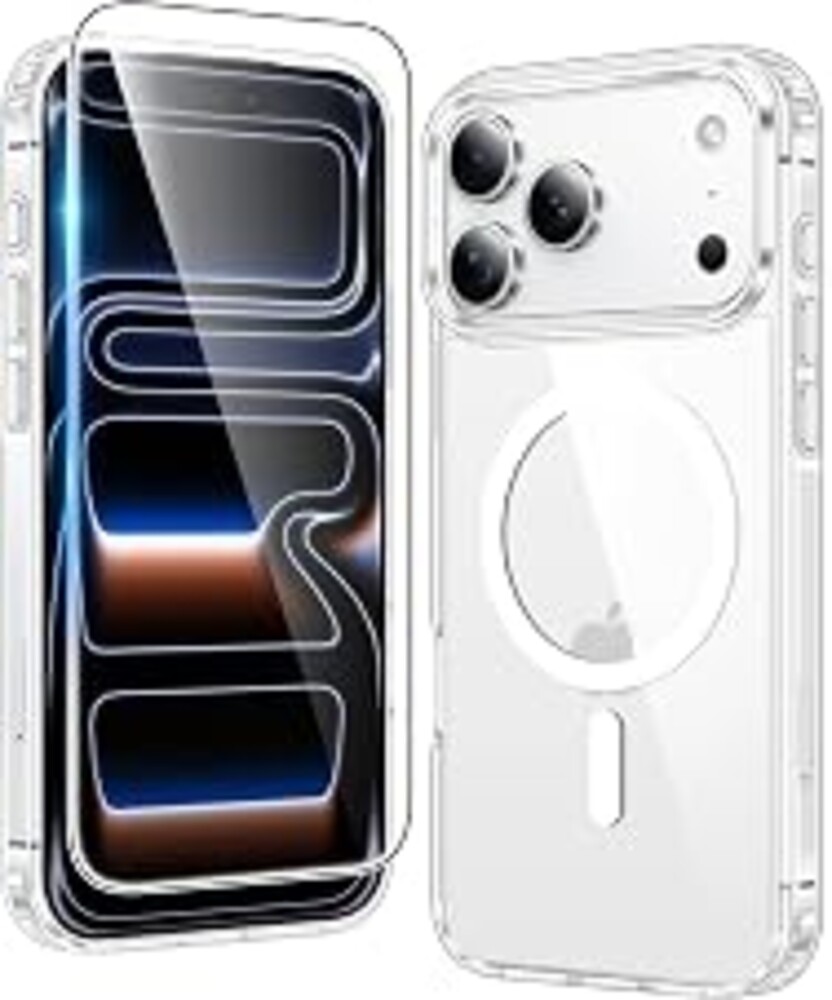 FNTCASE for iPhone 17 Pro Case: Compatible with Magsafe Clear Magnetic Phone Cases Drop Proof Anti Yellowing Slim Shockproof Rugged Protective Transparent Cell Cover with Screen Protector(Clear)