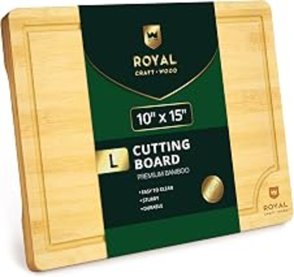 ROYAL CRAFT WOOD Bamboo Cutting Board with Juice Groove - Kitchen Chopping Board for Meat Cheese and Vegetables, Heavy Duty Serving Tray