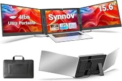 Synnov 15.6“ Laptop Screen Extender, 1080P FHD Ultra Light & Portable Triple Monitor for Laptops, Fit for 12"-17.3" Laptops, Plug & Play Travel Monitor Extender Compatible with Wins/MacOS/Chrome