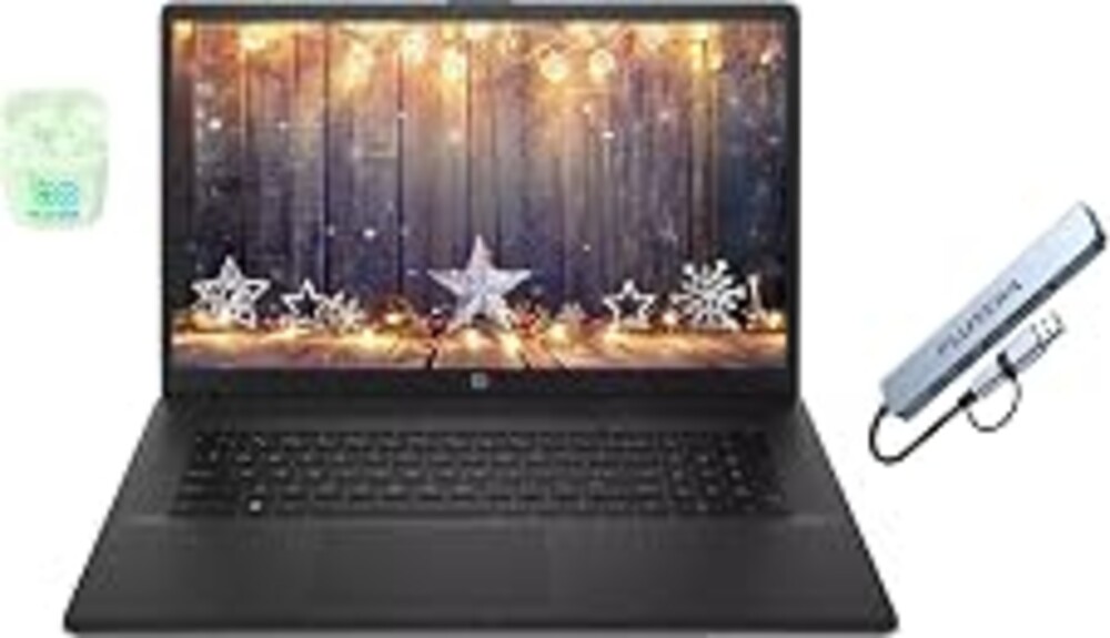 HP 17.3" Business Laptop, 16GB RAM 512GB SSD, 10-Core Intel Core i5 Processor, Intel Xe Graphics, Copilot AI, Windows 11 Pro, Numeric Keypad, PLUSERA Earphones & 8-in-1 Hub Included, Jet Black