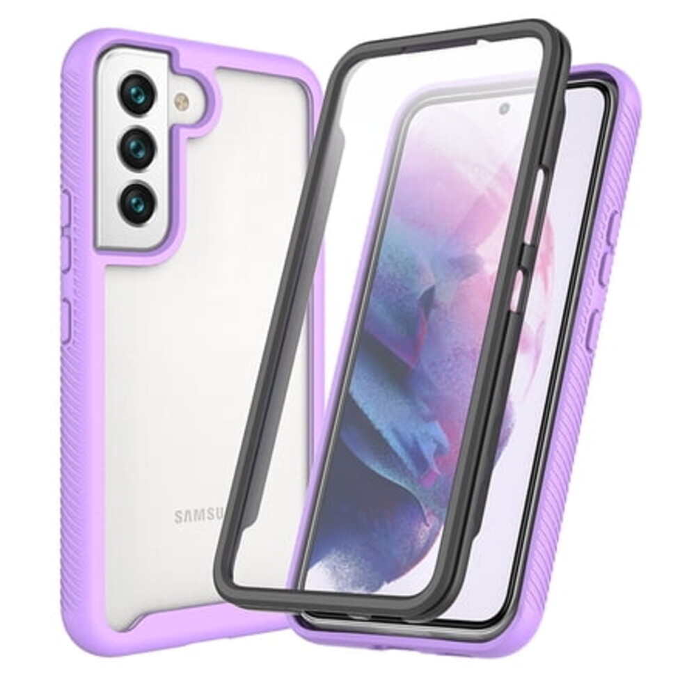 Dteck for Samsung Galaxy S24 Plus Case with Built-in Screen Protector, Full Body Protector Shockproof Rugged Bumper Clear Back Protective Cover for Samsung Galaxy S24 Plus / S24+ 5G,Purple