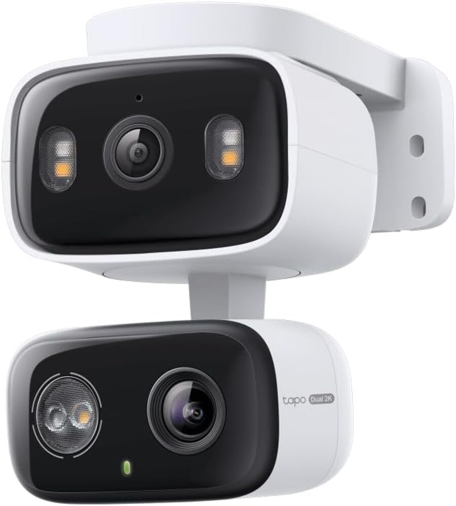 Tapo 2K Indoor/Outdoor Dual Lens Pan/Tilt Wired Security Camera - 125° Wide-Angle View + 6mm Zoom, Motion Track, Person/Vehicle Detection, Local Storage or Optional Cloud, C246D