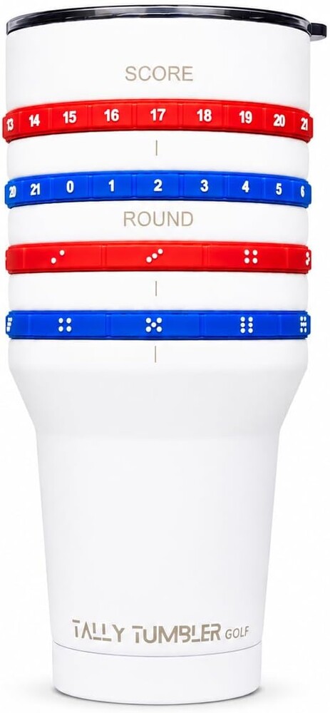 Tally Tumbler Sport Version Stainless Steel Tumbler, 30 oz with Leak Proof Lid, Double Wall Insulation, Score Keeping Counter to Track Game Scores & Rounds Won for Two Teams (Starboard White)