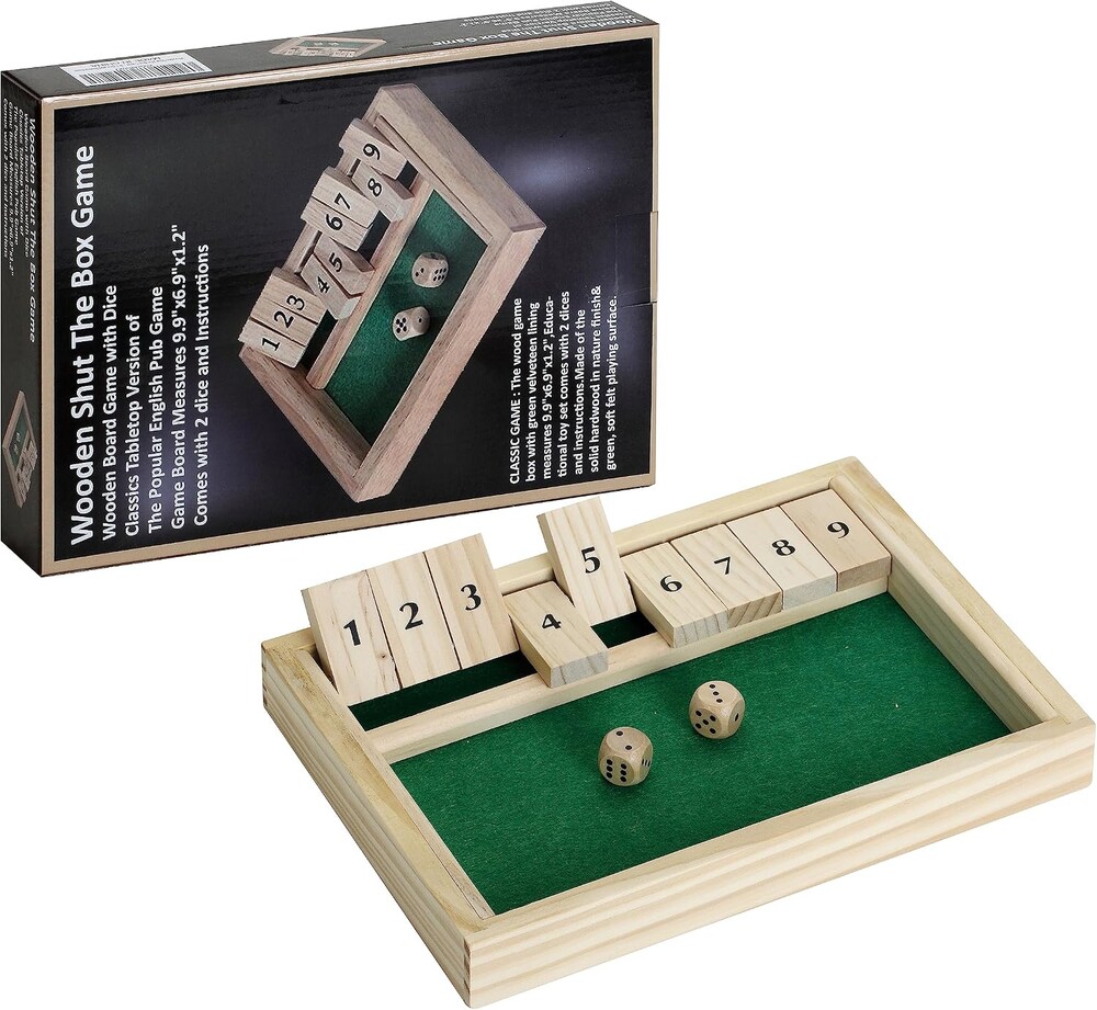 Win SPORTS Wooden Shut The Box Game - Dice Game 2 Player,Board Game,Classics Tabletop Version,Popular Pub Game,Math,Travel for Kids #9