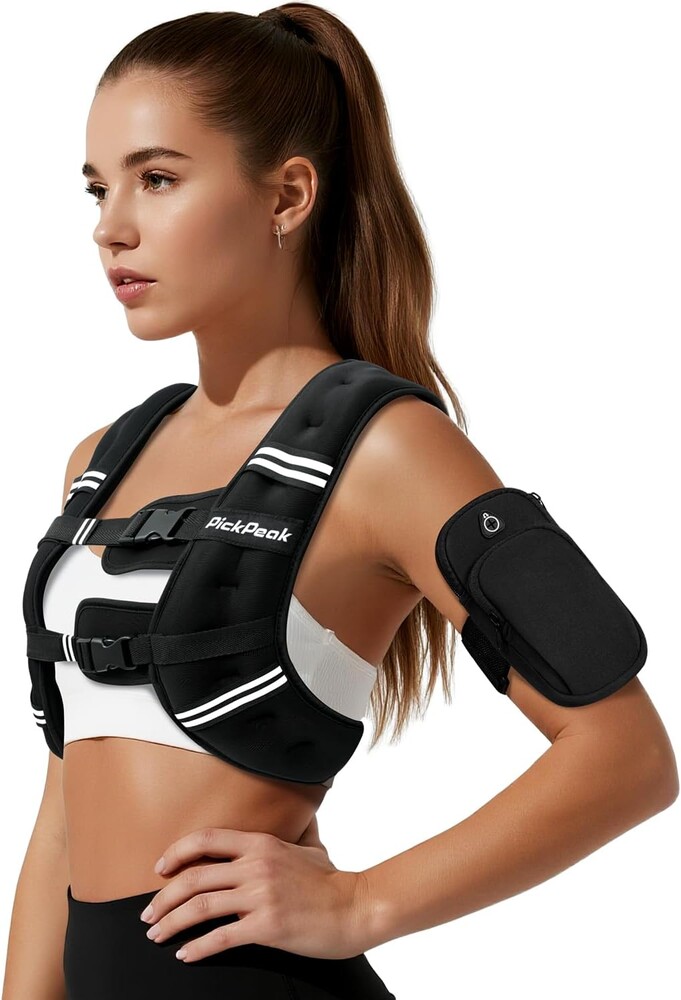 Weighted Vest for Woman Man 5lb/6lb/8lb/12lb/15lb/20lb/25lb/30lb Weighted Vest for Walking, Strength Training Weight Vest with Adjustable Buckle Detachable Phone Pouch for Running Workout