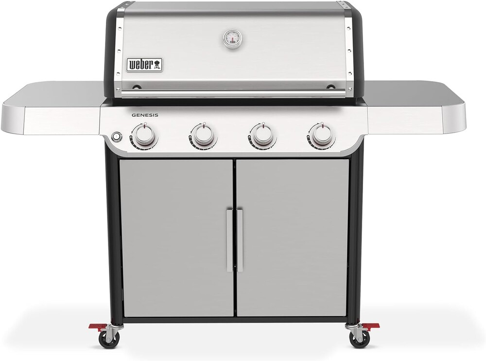 Weber Genesis S-415 Liquid Propane Gas Grill for Outdoor Cooking, Stainless Steel, 4 Burners – Stainless Steel Cooking Grates & PureBlu Burners