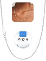 Jewlpire 2mm Rope Chain 925 Sterling Silver Chain Necklace for Women, 14K Gold Plated Chains for Women Sturdy Women's Chains Necklace, 16 18 20 22 24 26 Inch