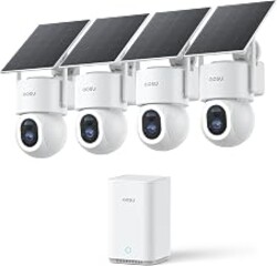 aosu D1 Max, 4-Cam Kit, 4K Solar Security Cameras System Wireless Outdoor | No Subscription Required, 1TB Expandable Storage, 360° PTZ Cross-Cam Auto Tracking, Smart Detection, Full Color Night Vision