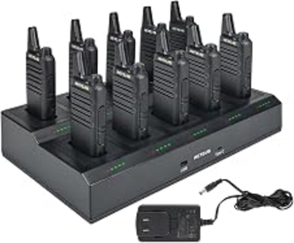 Retevis RT22 Compact & Lightweight Walkie Talkies Long Range (10 Pack) | Charge 10 Radios At Once, Comfortable for All-Day Wear, Clear Audio & Fewer Repeat Calls, 10-Hour Battery, Long-Term Supply