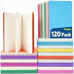 YesBes 120 Pack Small Mini Notebook Bulk, 3.5x5.5 Lined Pocket Notebook with Colored Cover, 10 Colors 24 Sheets (48 Pages) Small Journals for Traveler, Students, School Supplies