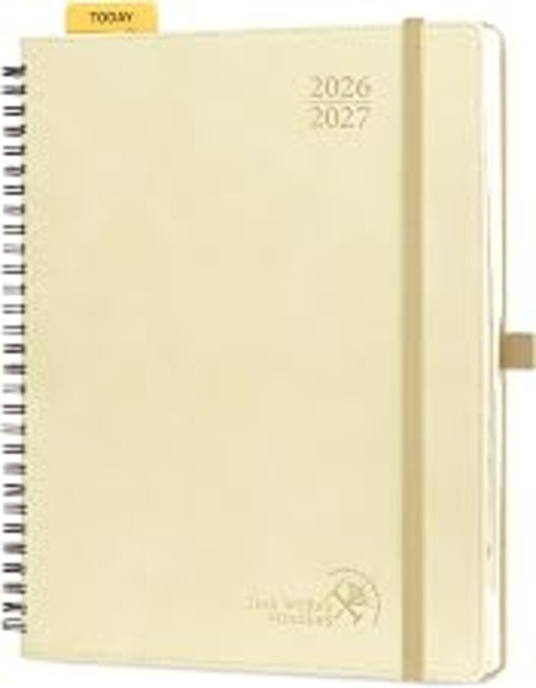 POPRUN Weekly Planner 2026-2027 (July 26-June 27), Large-8.5" x 10.5", Academic Agenda 2026-2027 Calendar Notebook Planner for School, College, Spiral Leather Softcover, 100GSM - Beige