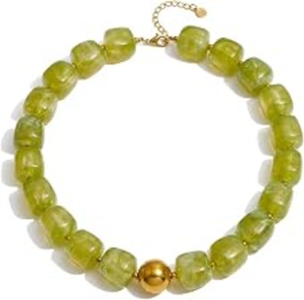 Mchic Colorful Beaded Choker Necklace for Women: Boho Large Square Acrylic Beaded Necklace Stainless Steel Adjustable Surfer Beach Strand Necklaces Summer Handmade Jewelry Gift for Women
