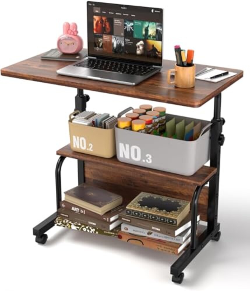 QZMDSM Portable Rolling Desk on Wheels A