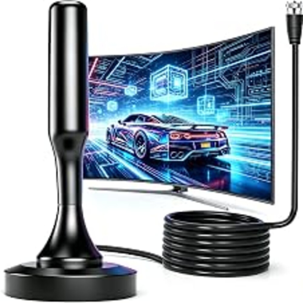 TV Antenna Indoor for Local Channels,Digital Antenna for Smart TV Indoor | Easy Installation Support 4K 1080p Channels Strong Magnetic Base-16.5 ft Long Cables (Black Upgrade)