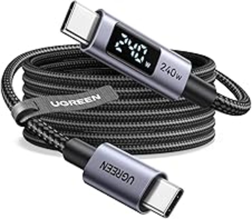 UGREEN USB C 240W Cable with Digital Display, PD 100W Fast Charging, 6.6FT | Compatible with MacBook Pro/Air, iPad Pro, XPS, Gaming Laptops, iPhone 17/16/15, Galaxy S26/S25, Pixel & More. Nylon Braided.