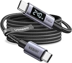 UGREEN USB C 240W Cable with Digital Display, PD 100W Fast Charging, 6.6FT | Compatible with MacBook Pro/Air, iPad Pro, XPS, Gaming Laptops, iPhone 17/16/15, Galaxy S26/S25, Pixel & More. Nylon Braided.
