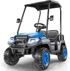 LIGIANT 24V Ride on Car for Big Kids, 4-Seaters Kids Golf Cart | Max. Cap: 264 Lbs(4 Kids), 4WD Kid's Car w/Remote Control, Detachable Awning, Spring Suspension, Music/Story/Power Display