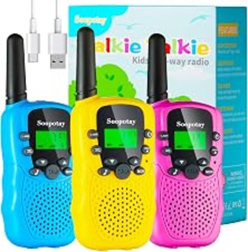 Rechargeable Walkie Talkies for Kids 3 Pack, Walkie Talkie Toys for Girls Boys, Outdoor Toys/Outside Camping Games for Kids Age 4-8-12, Birthday Gifts for 4 5 6 7 8 9 10 Year Old