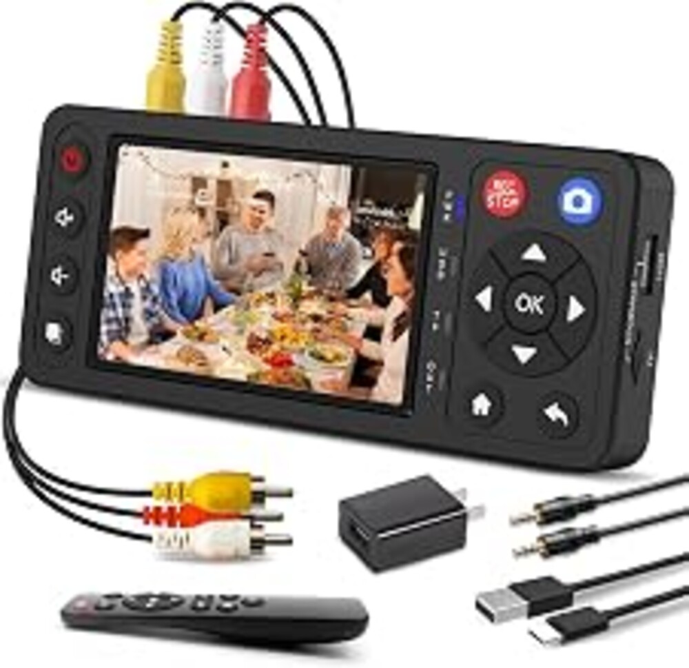 VHS to Digital Converter with 4" HD Screen, VCR to Digital Converter, Convert to MP4 Compatible with VHS, VCR, DVR, DVD, Hi8, Mini DV, Camcorders(Tapes/DVD Player Not Included)