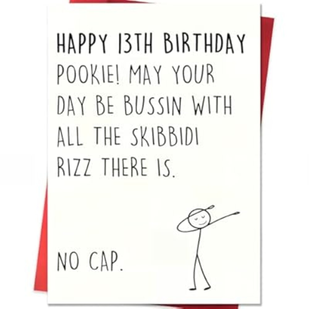 VDOR 13th Funny Birthday Card: Cute for Boys Girls Upcoming 13 Year Old – Speak Their Own Gen Z Language at Birthday Parties – Gift Ready With Red Envelope