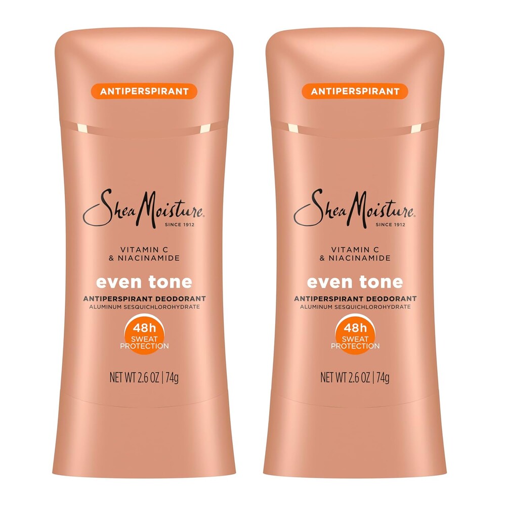 SheaMoisture Antiperspirant Deodorant Stick Even Tone Vitamin C & Niacinamide 2 Count for 48HR Sweat & Odor Protection with No Parabens & No Mineral Oil 2.6 oz