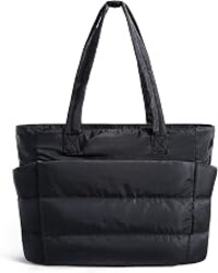 BAGSMART Puffy Tote Bag for Women, Lightweight Work Tote Handbag | 20L for 15.6" Laptop/ 18L for 15.6" Laptop, Quilted Shoulder Bag for Travel College Gym Daily