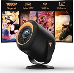 Projector with Wifi and Bluetooth Native 1080P, 4K Supported, Home Movie Projector with HDMI, USB, Type‑C, Compatible with Smartphone/ Tablet/ Laptop/ TV Stick/ PS5 for Gaming, Home Cinema