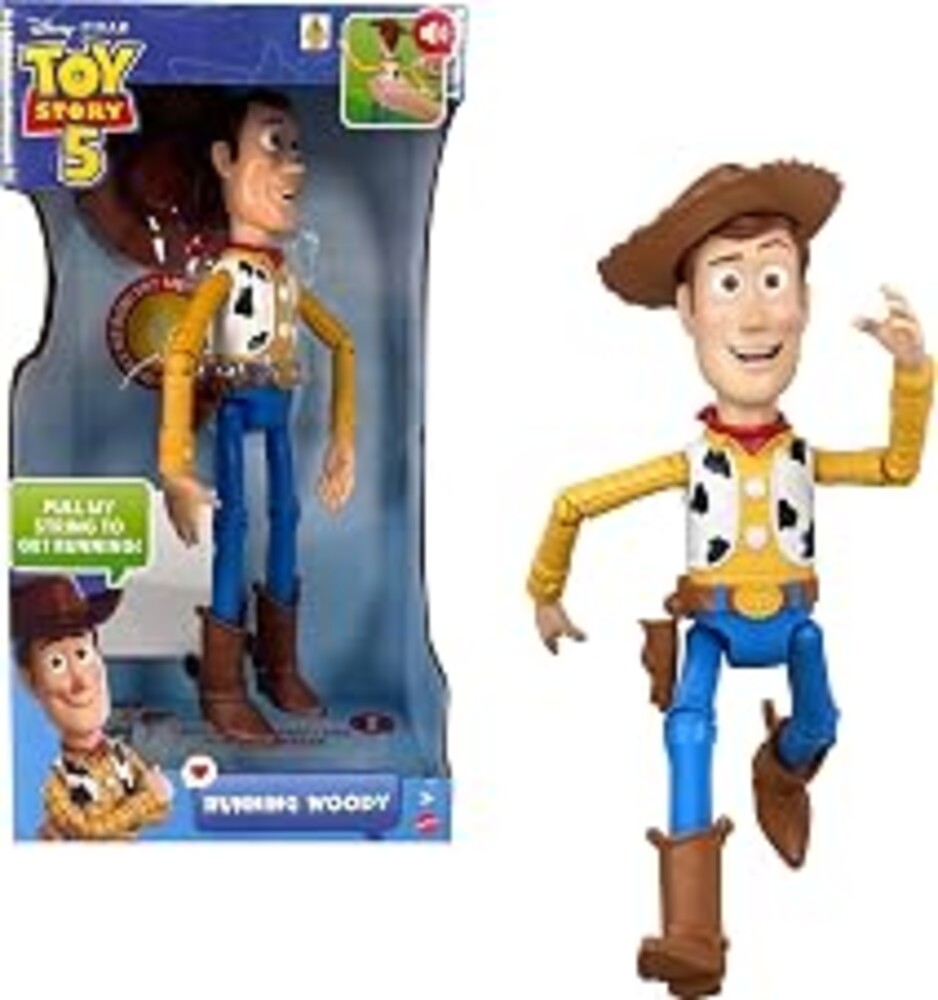 ​Mattel Disney and Pixar Toy Story 5 Running Woody | 12-inch Action Figure with 50+ Movie Phrases & Sounds, Movie-Accurate, English Language