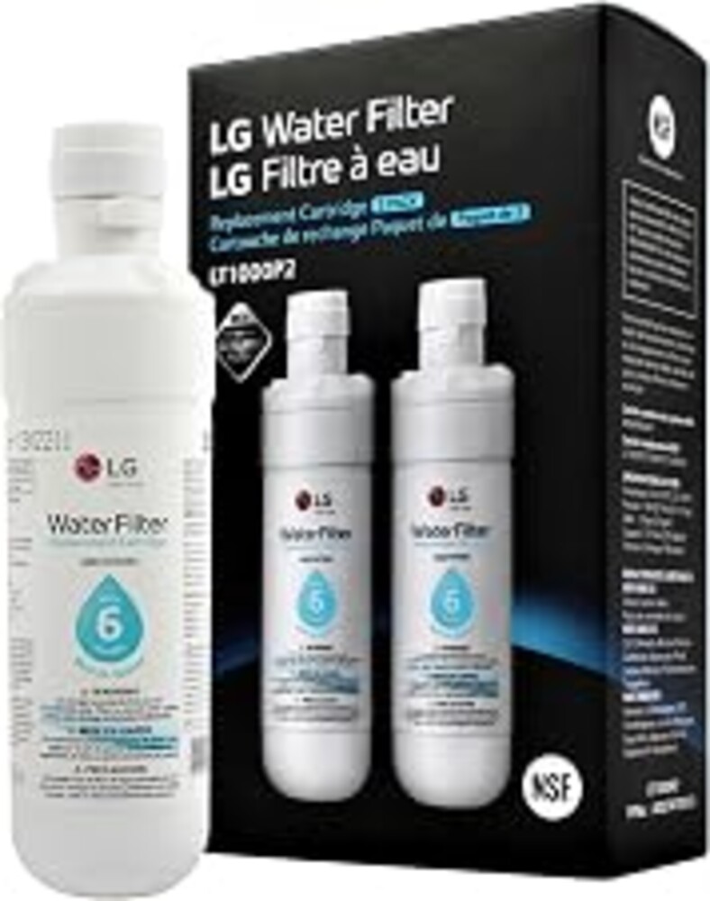 LG LT1000P2 6-Month / 200 Gallon Refrigerator Replacement Water Filter, Reduces Chlorine, 2 Count (Pack of 1), White.
