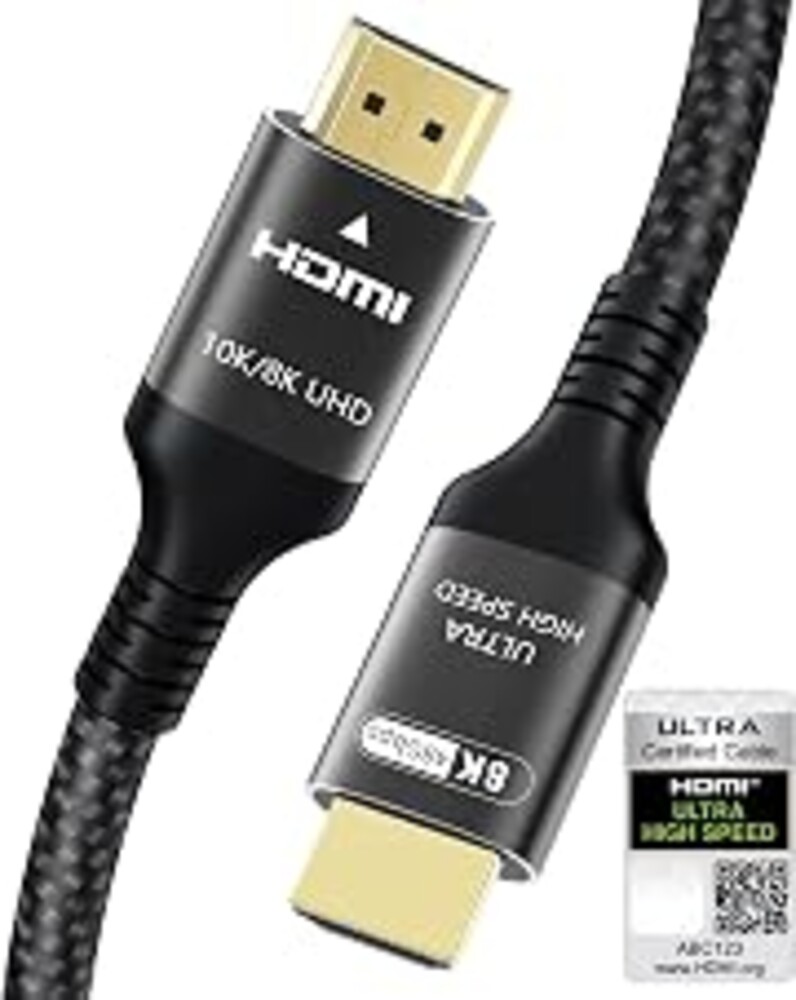 Certified 10K 8K 4K HDMI 2.1 Cable 10FT, 48Gbps Ultra High Speed HDMI® Cord | Ethernet CEC 4K 240Hz 165Hz 144Hz 120Hz 8K 60Hz eARC Netflix HDCP2.3 HDR10+ PC Laptop RTX5090 TV Monitor Projector X-box PS5