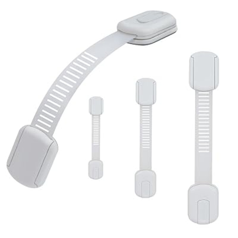 Vkania Child Proof Cabinet Locks - Cabinet Locks Baby Proofing with 3M Adhesives for Refrigerator, Oven, Cupboards, Toilet Seat - Adjustable,Easy Installation,No Drilling (4 Pack)