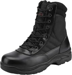 NORTIV 8 Men's Military Tactical Work Boots | Side Zipper Leather Motorcycle Combat Boots For Outdoor Work Hiking Tactical Use And Daily Wear Trooper