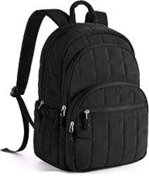 BAGSMART Travel Backpack for Women, 15.6" College Laptop Backpack, Black | Fits 15.6" Laptop, Personal Carry-on Size with Trolley Sleeve, Quilted Style for College Nurse Teacher, Water-Resistant