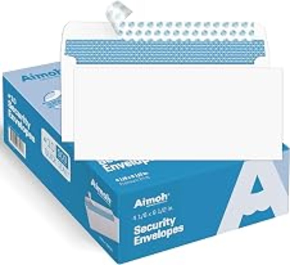 Aimoh#10 Business Envelopes Letter Size Windowless Self Seal Security 500ct | Premium EnveGuard Tint, Ultra Strong Quick Closure, White, 24LB Paper, 4-1/8 x 9-1/2 in, 500 Count