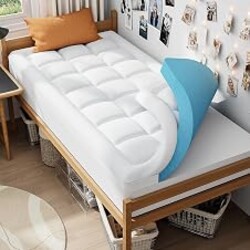ELEMUSE Twin XL College Dorm Essentials 3 Inch Memory Foam Mattress Topper | Dual Layer Design, 2 Inch Cooling Gel Foam and 1 Inch Soft Pillow Top Bed Pad, Back to School, Comfortable Support