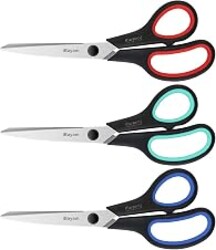 iBayam 8.5" Heavy Duty Scissors All Purpose for Office School Crafts Sewing | 3-Pack, Ultra-Sharp 2.5mm Stainless Blades, Comfort Grip Handles, Left & Right Handed – Teacher Desk & Classroom Must-Have
