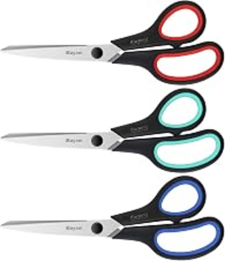 iBayam 8.5" Heavy Duty Scissors All Purpose for Office School Crafts Sewing | 3-Pack, Ultra-Sharp 2.5mm Stainless Blades, Comfort Grip Handles, Left & Right Handed – Teacher Desk & Classroom Must-Have