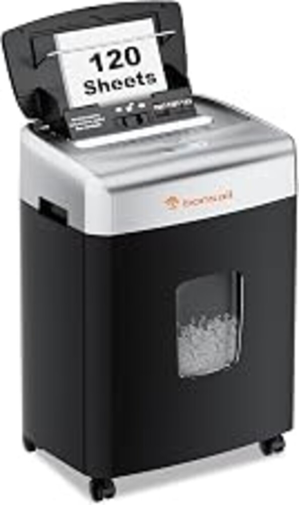 Bonsaii 120-Sheet Autofeed Micro-Cut 30-Min Run Heavy Duty Paper Shredder | P-4 Security Level, Jam-Proof, 62dB Ultra-quiet, Shreds Staples/Credit Cards, 6 Gal Bin with Casters, for Home Office C233-B