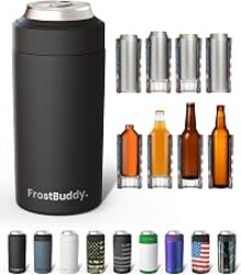 Frost Buddy Universal Can Cooler - Fits Slim Cans, 12 & 16oz (MatteBlack) | 20x colder, cold up to 24 hrs | Sleek, lightweight design | Premium build quality