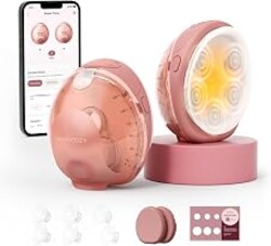 Momcozy Wellness 1 Wearable Breast Pump, Warm-Massage Hands-Free Pump with Heated Flange&Simulated Massage for Comfortable Breastfeeding&Let-Down, App-Controlled, 4 Modes 12 Levels, 180ml/6oz
