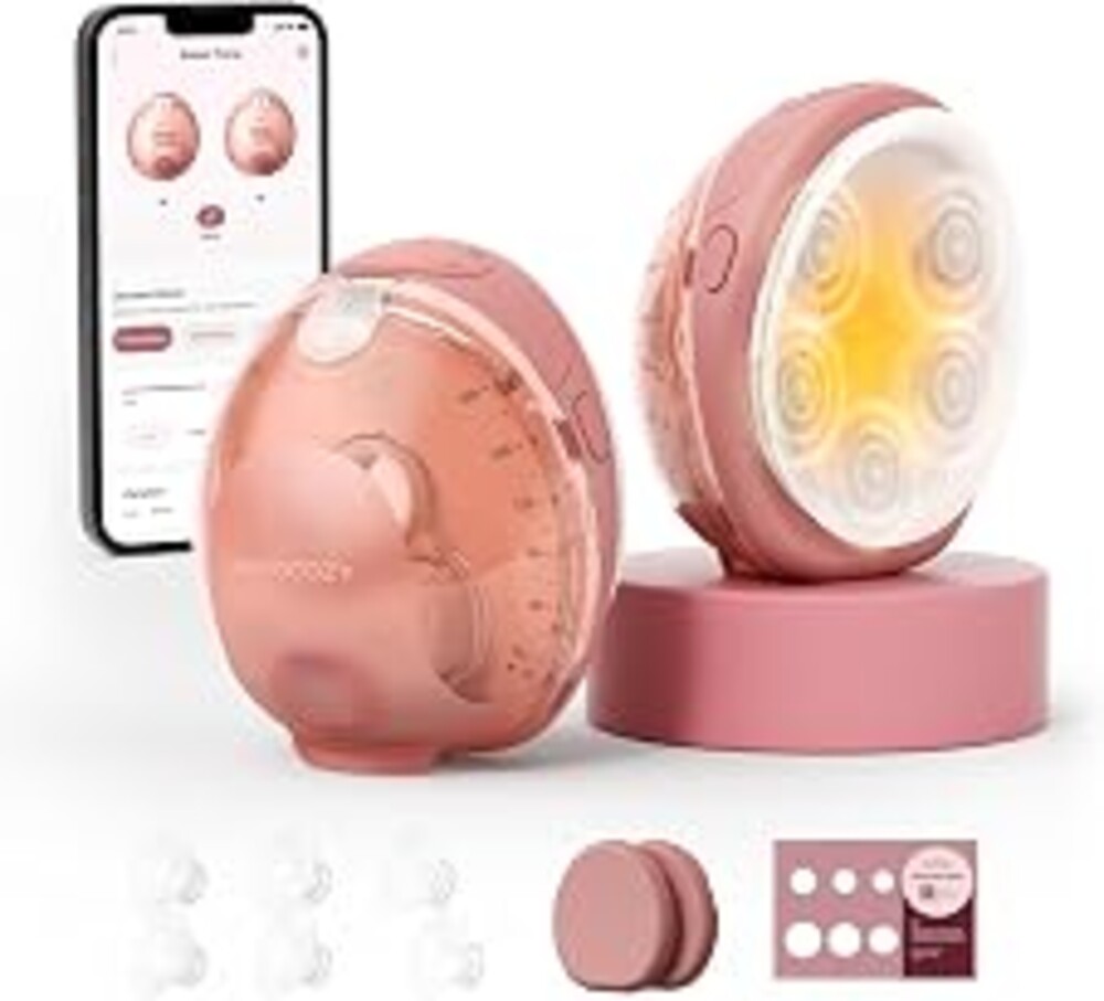 Momcozy Wellness 1 Wearable Breast Pump, Warm-Massage Hands-Free Pump with Heated Flange&Simulated Massage for Comfortable Breastfeeding&Let-Down, App-Controlled, 4 Modes 12 Levels, 180ml/6oz