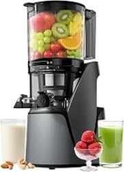 EanOruus Juicer Machines, 3-in-1 Cold Press Juicer, Premium Gray | Makes Juice, Nut Milk & Sorbet, 6.5" Extra Large Chute, 100oz Large Capacity, AC Motor