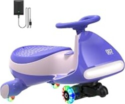 FanttikRide N7 Classic Electric Wiggle Car, Anti-Rollover, Ages 3+, Pink | Kids Car with Flashing Wheels, 2 Speeds Max 3.1 Mph, Bluetooth, 150 Lbs, Easy Assembly, Indoor / Outdoor, CyberWiggle