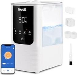 Levoit Humidifiers for Bedroom, Smart Warm and Cool Mist, Symptom Relief | OasisMist 4.5L Top-Fill Tank Runs 45H, Large Room, Auto Customized Humidity, 26dB Quiet, Essential Oil, Easy to Clean, White