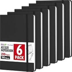 BGUP 6 Pack Lined Journal Notebook for Work, 200 Pages, Medium 5.5 in x 8.3 in, A5 College Ruled, Hardcover Journaling Notebooks for Writing, Note Taking, Fit for Business Work School Home (Black)