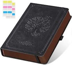 FOCUS DAY Lined Journal Notebook, A5 size (5.7'' X 8.4''), 320 Pages 100GSM Thick Paper, Leather Hardcover, for Women Men, Writing, Note Taking, Personal Diary, Travel Journal
