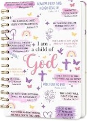 Hllwxrk Lined Spiral Journal Notebook, A5 College Ruled Spiral Notebook for Women, Hardcover with Elegant Design for Work and Note-Taking, 5.5 * 8.25 inch, 160 Pages, I am A Child of God
